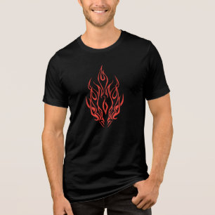 Flame Spirit Face   Tribal Fire Silhouette Art Tri-Blend Shirt
