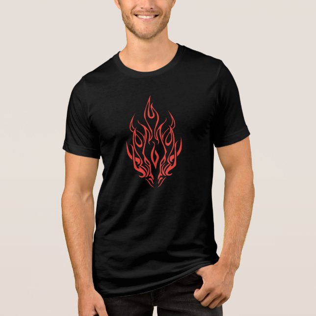 Flame Spirit Face | Tribal Fire Silhouette Art Tri-Blend Shirt (Front)