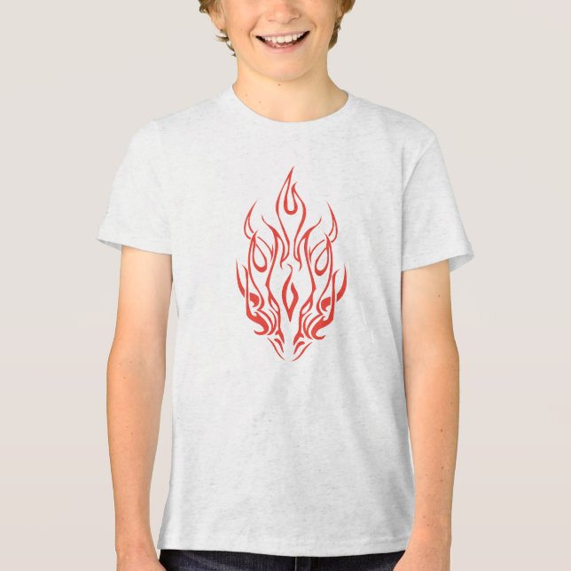 Flame Spirit Face | Tribal Fire Silhouette Art Tri-Blend Shirt (Front)