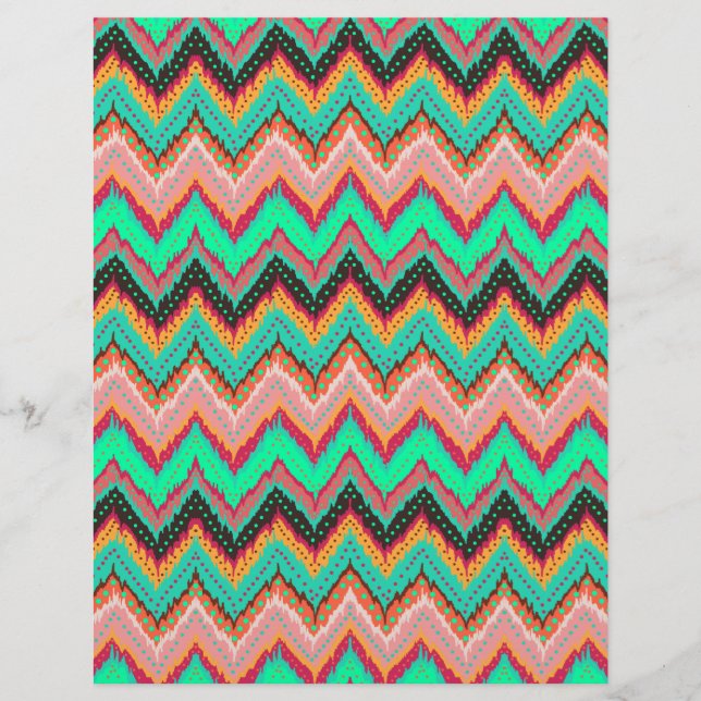Flame stitch chevron scrapbook paper 8.5 x 11 (Front)