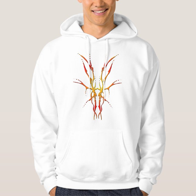 Flame Tribal Deer Skull Hunting Design Hoodie (Front)