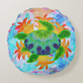 Flame Turtle Round Pillow