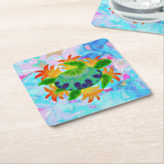 Flame Turtle Square Paper Coaster
