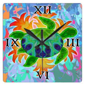 Flame Turtle Square Wall Clock