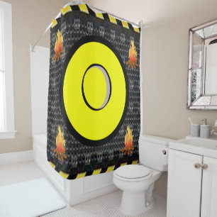 Flame yellow black showercurtain shower curtain