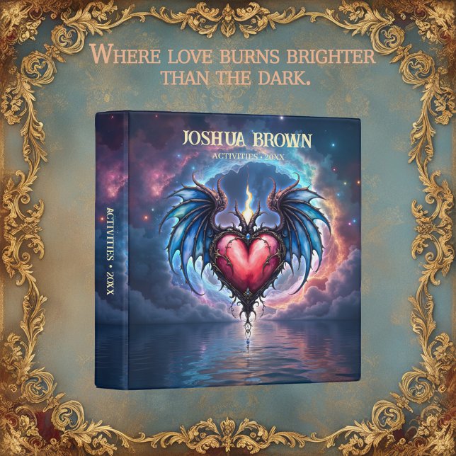 Flamebound Heart of the Moon – Gothic Cosmic Love  3 Ring Binder (Creator Uploaded)