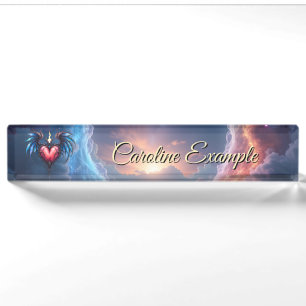 Flamebound Heart of the Moon – Gothic Cosmic Love Desk Name Plate