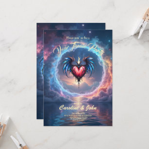 Flamebound Heart of the Moon – Gothic Cosmic Love  Invitation