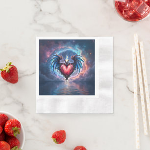 Flamebound Heart of the Moon – Gothic Cosmic Love Napkins