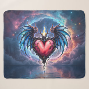 Flamebound Heart of the Moon – Gothic Cosmic Love Sherpa Blanket