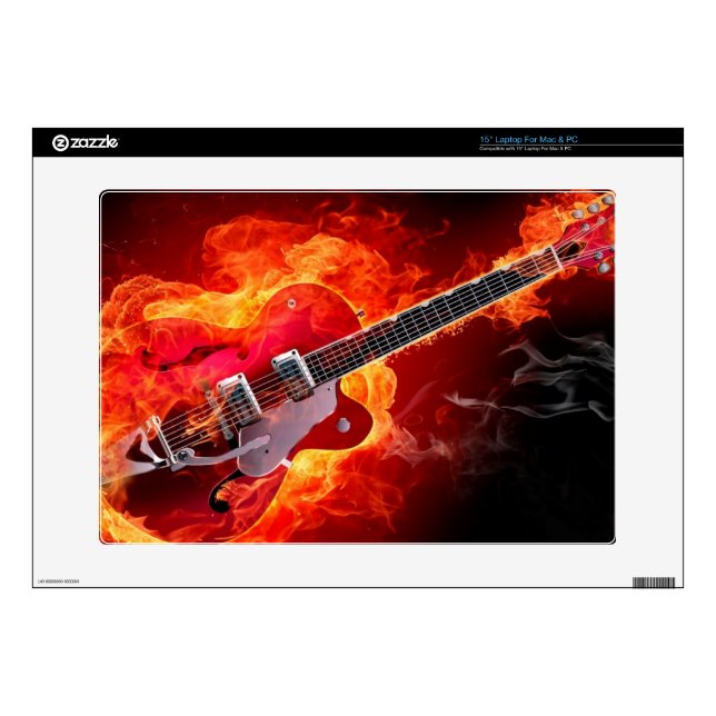 Flamed Guitar Decal For 15" Laptop (Product)