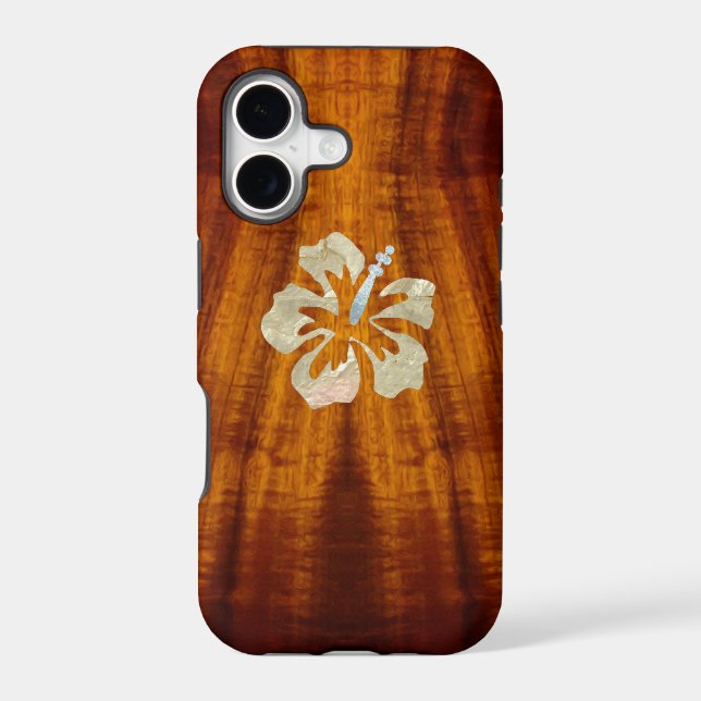 Flamed Koa with Hisbiscus Iphone Case (Back)