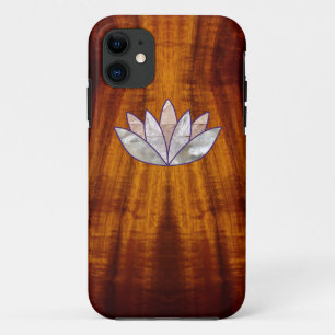 Flamed Koa Wood with Lotus Blossom iPhone 11 Case