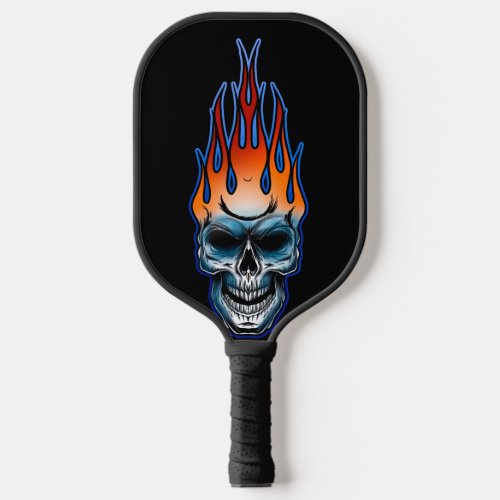 Flamed out skull pickleball paddle 