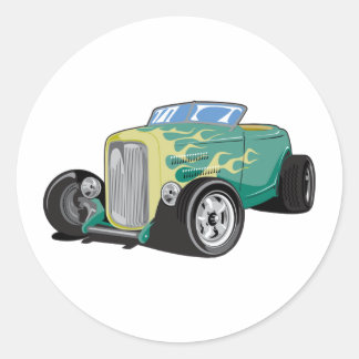 Flamed Roadster Classic Round Sticker