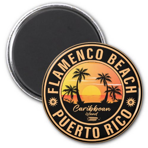 Flamenco Beach Puerto Rico Retro Sunset Souvenirs Magnet