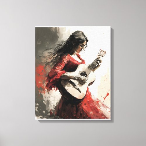 Flamenco Dance Gitana Modern Flamenco Girl Passion Canvas Print