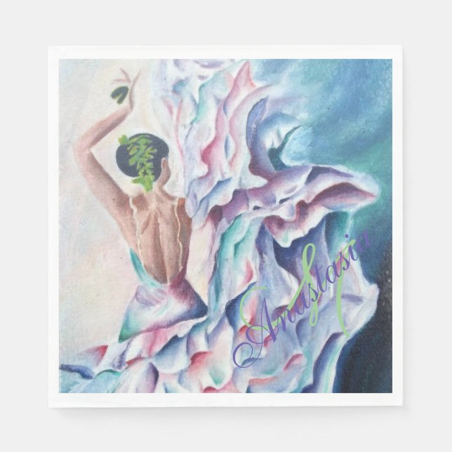 FLAMENCO DANCE PARTY MONOGRAM NAPKINS (Front)