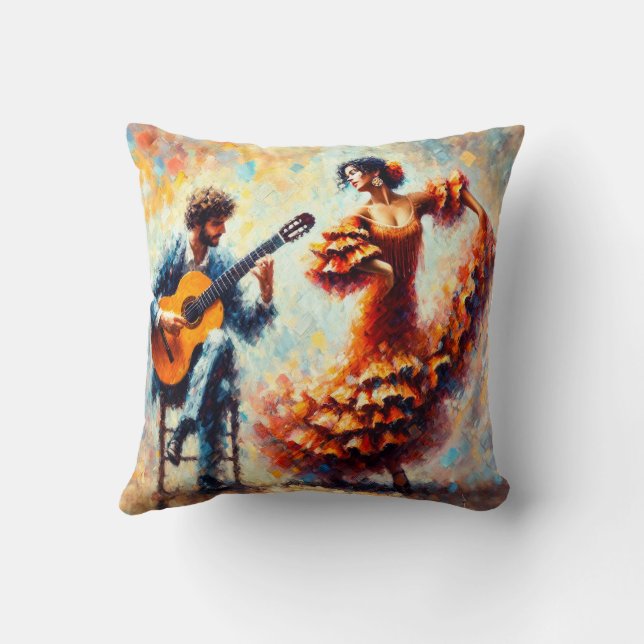 Flamenco Dance Throw Pillow (Back)