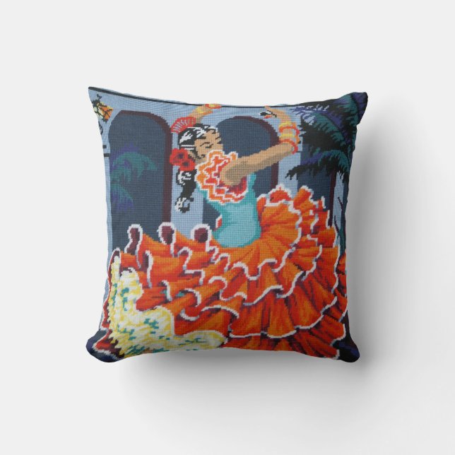 Flamenco Dancer American Mojo Pillow/Cushion Throw Pillow (Front)