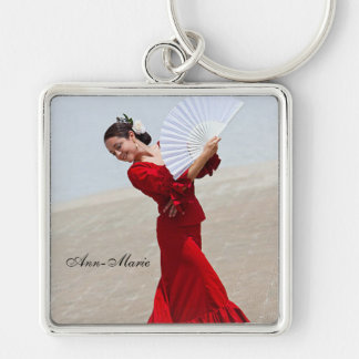 Flamenco Dancer Beautiful Red Dress Personalised Keychain