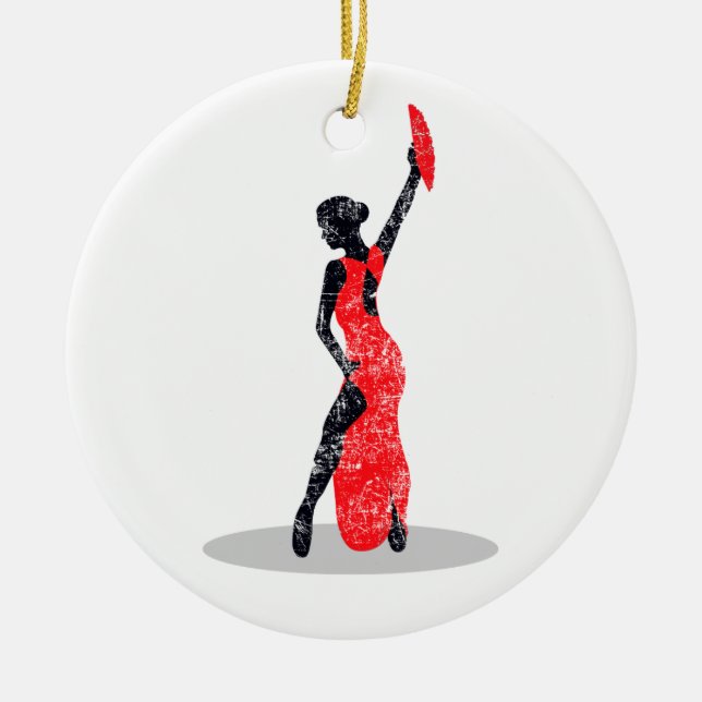 Flamenco Dancer Ceramic Ornament (Front)