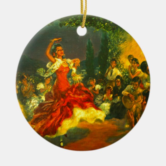 Flamenco Dancer Ceramic Ornament (Front)