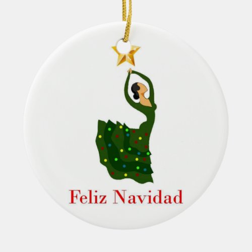 Flamenco dancer ceramic ornament