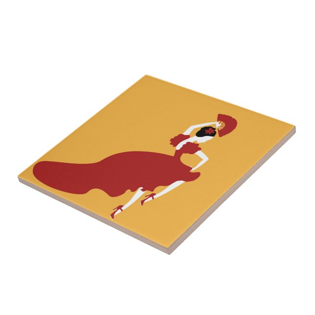 Flamenco Dancer Ceramic Tile (Side)