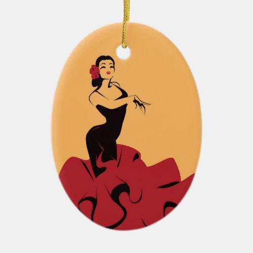 flamenco dancer in a spectacular pose ceramic ornament