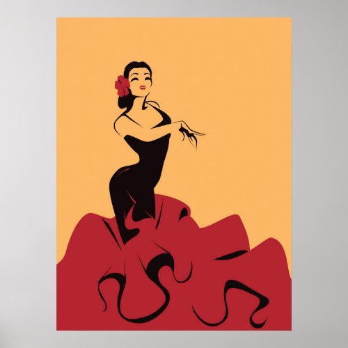 flamenco dancer in a spectacular pose poster