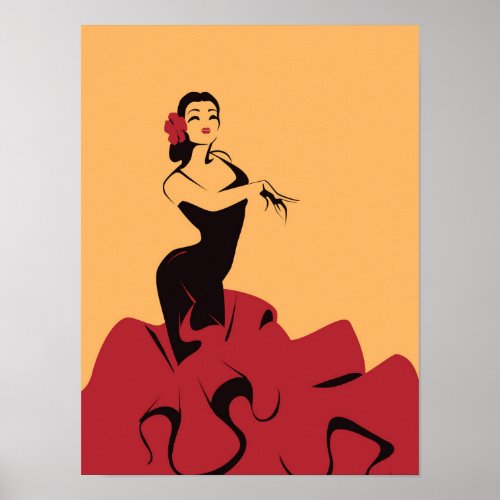 flamenco dancer in a spectacular pose poster