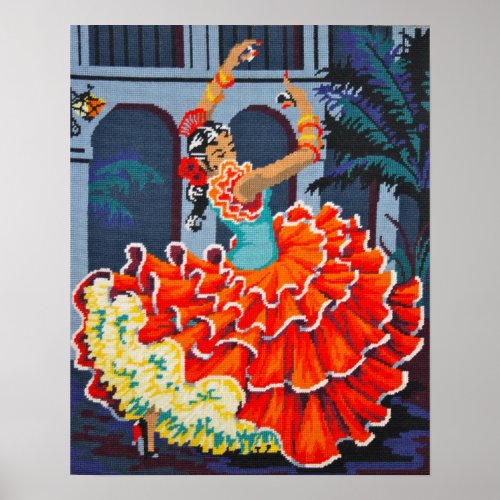 Flamenco Dancer in Color PosterPrint Poster