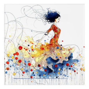 Flamenco Dancer in Flowing Multicolored Motion #1 Acrylic Print