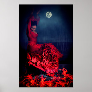 Flamenco Dancer in the fire Poster
