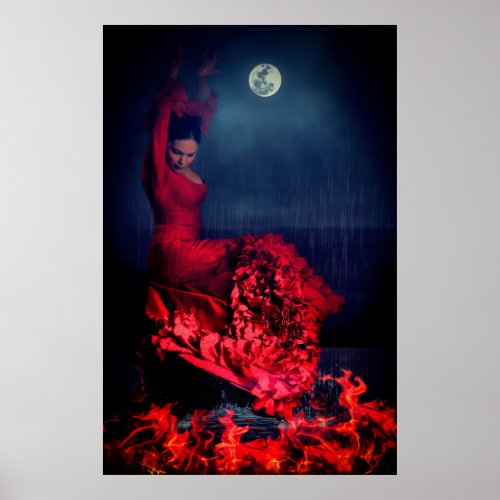 Flamenco Dancer in the fire Poster