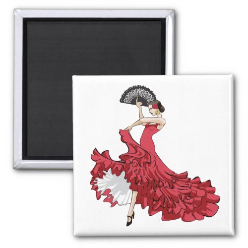 Flamenco Dancer Magnet in Red Dress