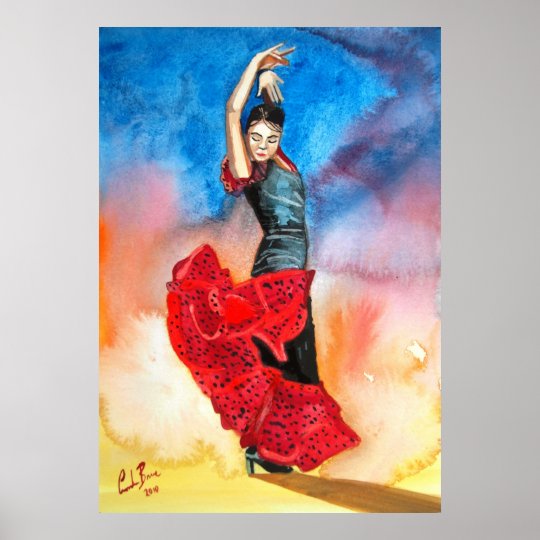 Flamenco dancer painting poster | Zazzle.com