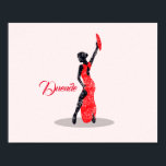 Flamenco Dancer Poster<br><div class="desc">Flamenco Dancer distressed design in red and black. She's holding a fan and standing on a platform.</div>