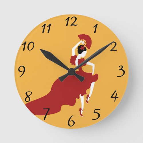 Flamenco Dancer Round Clock