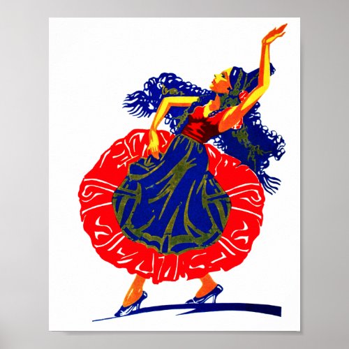 Flamenco Dancer Spanish Lady Art Poster