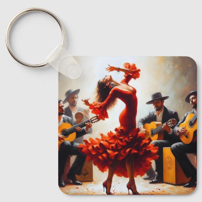 Flamenco Dancer Spanish Music Band  Keychain (Front)