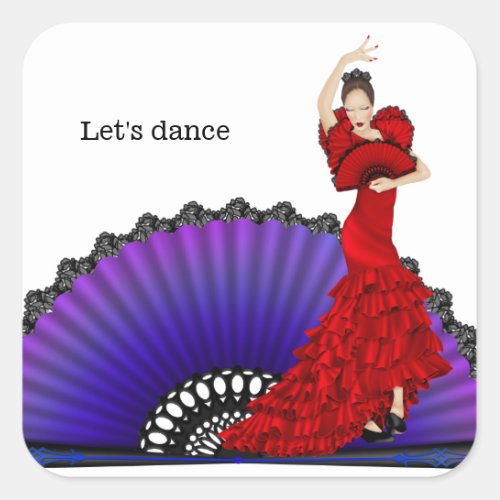 Flamenco dancer square sticker
