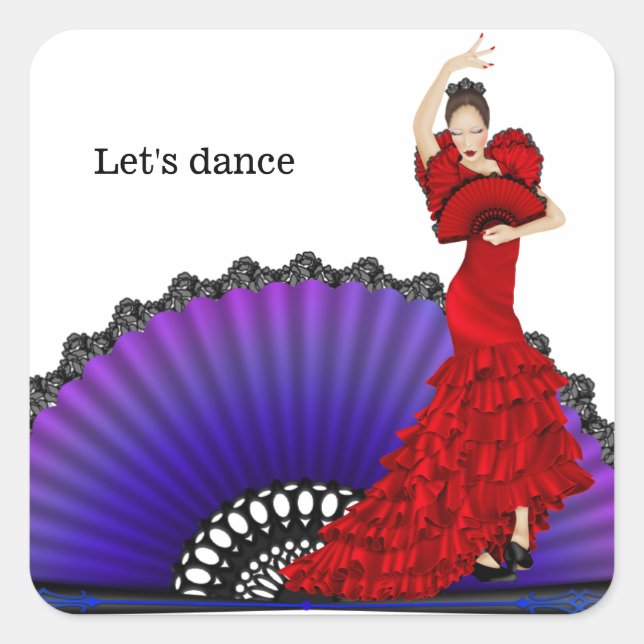Flamenco dancer square sticker (Front)