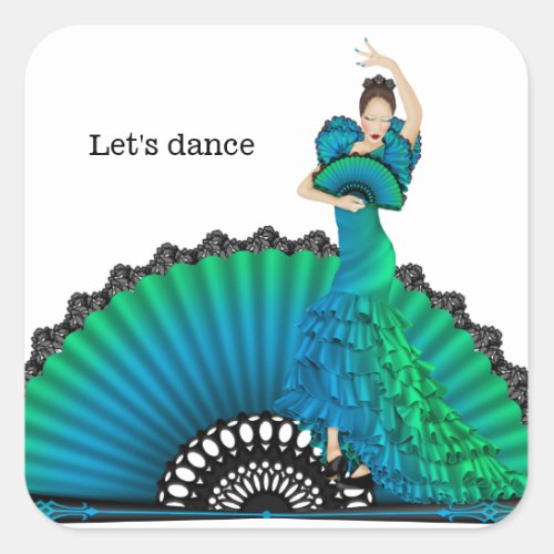 Flamenco dancer square sticker