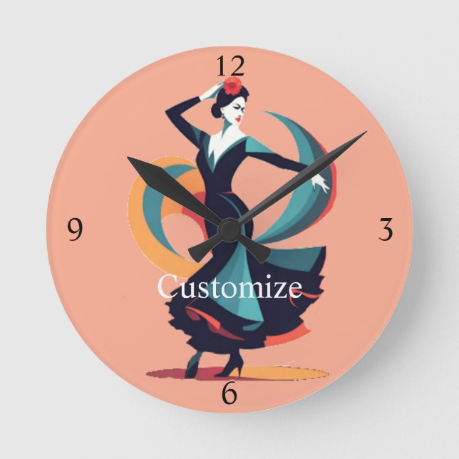 Flamenco Dancer Thunder_Cove Round Clock (Front)