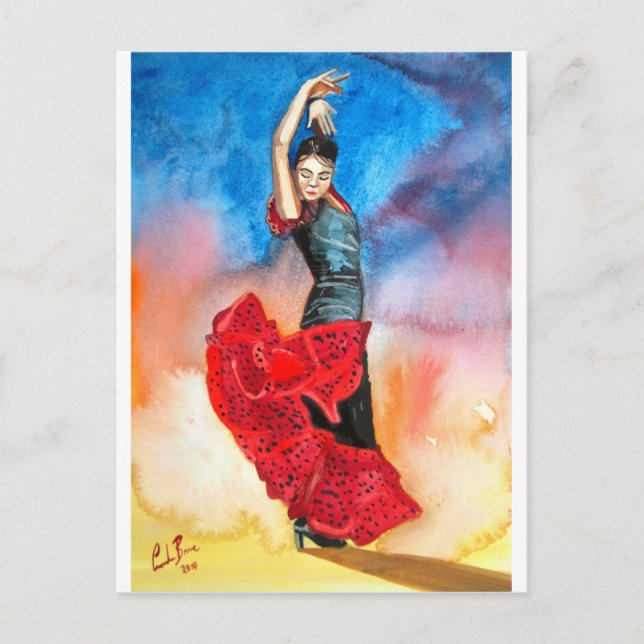 FLAMENCO DANCER watercolor Postcard (Front)