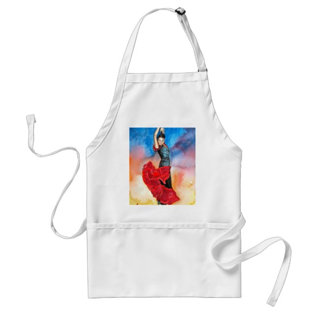 FLAMENCO DANCER watercolour Adult Apron (Front)