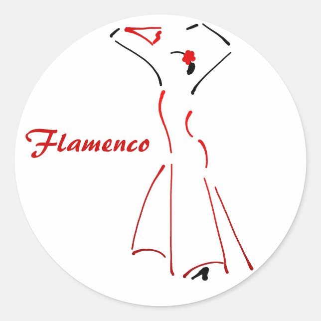 Flamenco Dancer with Customizable Slogan Classic Round Sticker (Front)