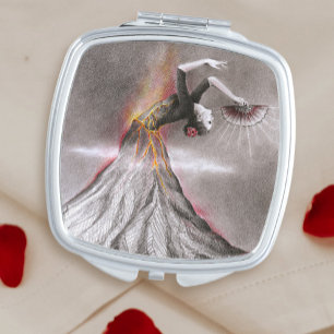 Flamenco Dancer Woman Volcano Surreal Drawing Art Makeup Mirror